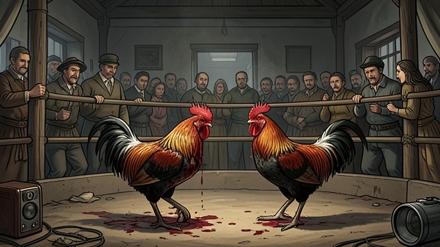 The Second Arena from "Cry Macho". The Second Arena Violence repeated Roosters are forced to fight while spectators wager and praise the survivor.