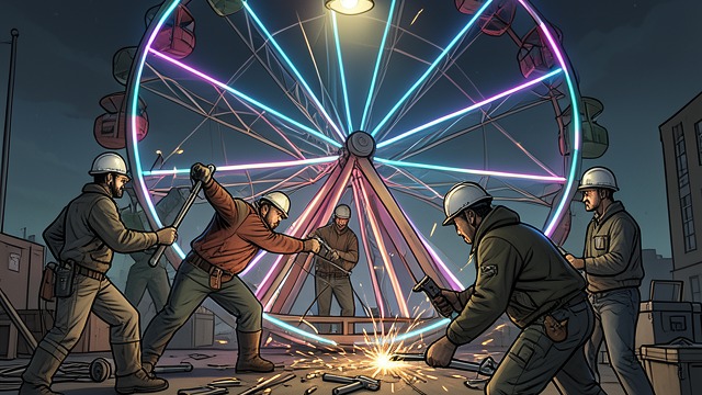 A Team in Motion from "Motherless Brooklyn". A Team in Motion Shared destruction The men strike the wheel’s neon, wiring, joints, and seats with their collected tools.