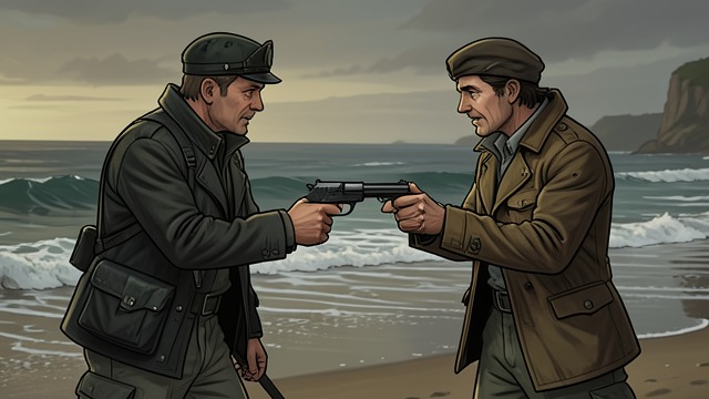 The Refused Reconciliation from "Motherless Brooklyn". The Refused Reconciliation A gun between them Julia Minna believes Lionel Essrog may be connected to the deaths around her and points a gun at him.