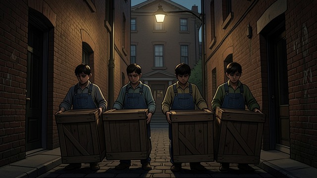 The First Cargo from "Motherless Brooklyn". The First Cargo Work without explanation Frank Minna takes four boys from St. Vincent’s Home for Boys to move sealed crates.
