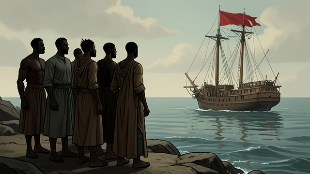 A New Monster at Sea from "The Moon and the Sun". The Label Reversed Land-dwellers hunted The sea people sink a privateer and keep its crew from surviving.
