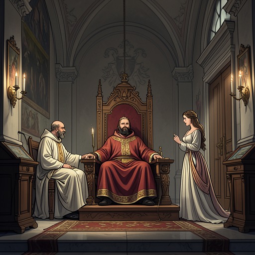 Court and Church Contest the Crown from "The Moon and the Sun". This thread follows how diplomacy, religious authority, and royal self-interest shape the fate of the sea woman and the people around her.