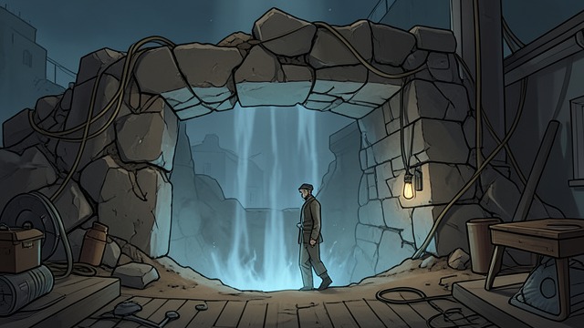 The Buried Entrance from "The Colour Out of Space". A Passage Below Wind from the Ground Peaslee finds an exposed mass of masonry and feels cool air rising from a concealed opening.