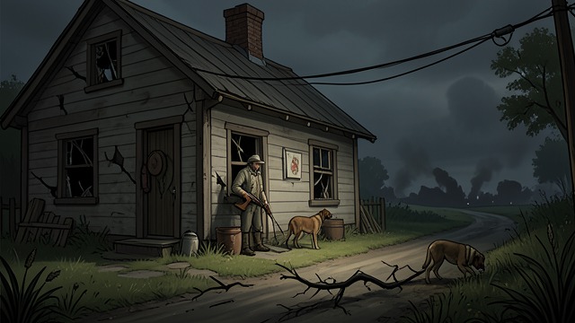 The Siege from "The Colour Out of Space". Defending the Farmhouse Nightly Attacks Akeley describes gunfire, missing dogs, cut telephone wires, and repeated encounters with unseen attackers.
