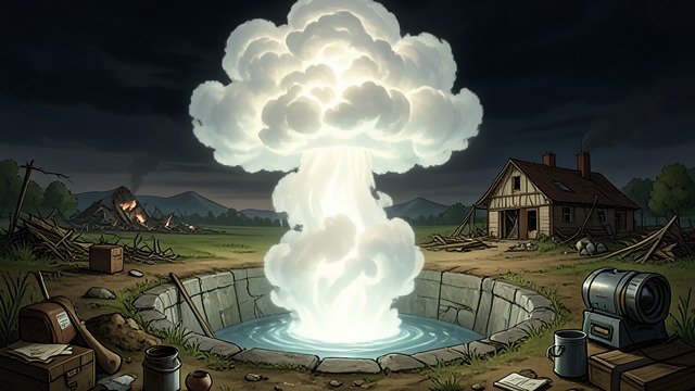 The Colour Takes Flight from "The Colour Out of Space". Escape from the Well A Visible Eruption Witnesses see the luminous presence spread across the farm and stream upward from the well into the sky.