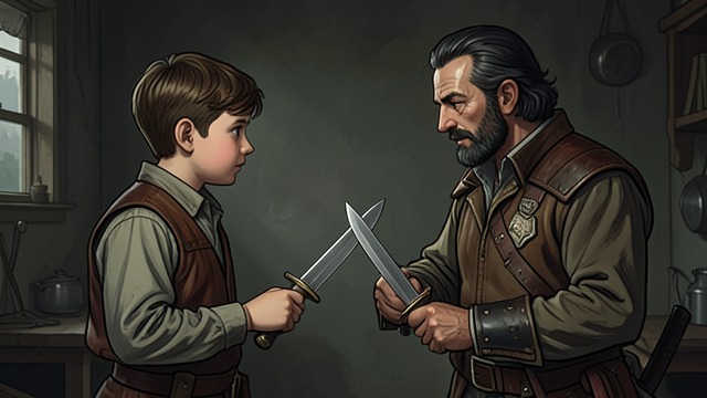 The False Measure of Manhood from "The Knife of Never Letting Go". The False Measure of Manhood A rival’s accusation Mr Prentiss Jr taunts Todd for hesitating to kill, presenting violence as the test of adult worth.