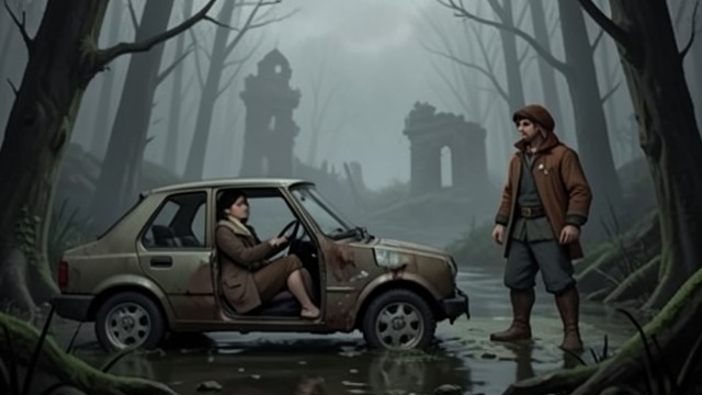 A Scout Ship Falls from "The Knife of Never Letting Go". A Scout Ship Falls A mission interrupted Viola’s scout ship crashes in the Swamp, killing her parents and leaving her stranded.