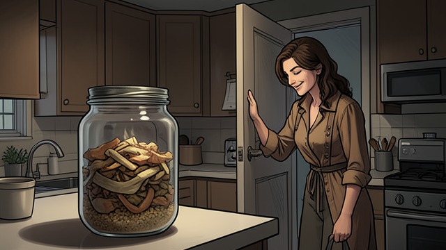 The Stolen Jar from "Animals". The Stolen Jar Tyler arrives home with a huge jar of MDMA stolen from a dealer's house and insists it belongs in the freezer.