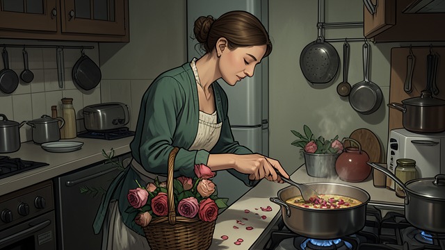 March’s Rose Petals from "Like Water for Chocolate". Desire in a Dish A Gift Transformed Tita cannot keep the roses Pedro gives her, so she uses them in a quail dish.