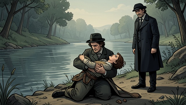 Javert at the River from "Les Misérables". Javert at the River A pursuit resumes On the riverbank, Jean Valjean tries to revive Marius and sees Inspector Javert behind him.