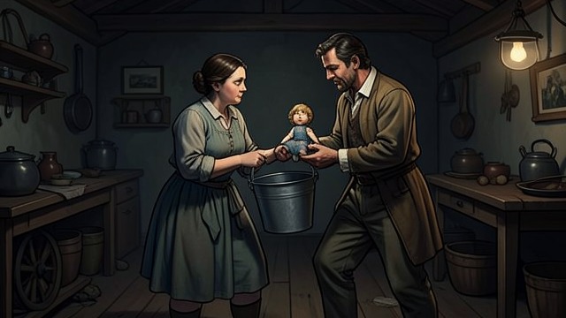 A Child Taken from Cruelty from "Les Misérables". A Child Taken from Cruelty Help without calculation Jean Valjean sees Cosette carrying water and steps in to bear the bucket.