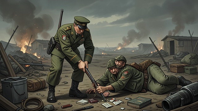 The Waterloo Story from "Les Misérables". The Waterloo Story A false act of rescue At Waterloo, Thénardier searches the battlefield for valuables and takes belongings from the wounded Georges…