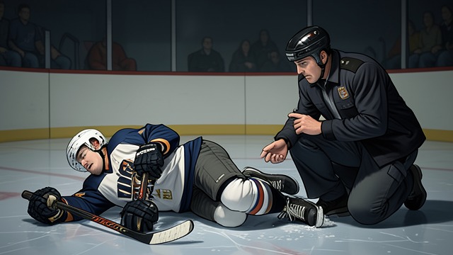 The Collision from "Heated Rivalry". A Sudden Crisis A Fall at the Boards Shane collides with Cliff Marlow and lies motionless on the ice.
