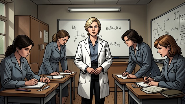 Women as Scientific Audience from "Lessons in Chemistry". Women as Scientific Audience Knowledge Shared Publicly Elizabeth teaches chemistry to women who have rarely been addressed as serious learners.