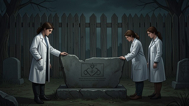 A Damaged Tombstone from "Lessons in Chemistry". A Damaged Tombstone An Accident Leaves a Fragment The caretaker’s bullet chips Calvin’s tombstone and destroys part of its inscription.