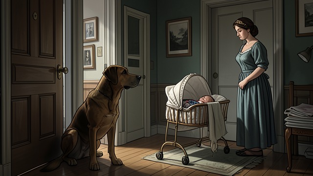 Guardian of the Newborn from "Lessons in Chemistry". Guardian of the Newborn A Watchful Helper Six-Thirty waits for Elizabeth and Madeline at the door after the birth.