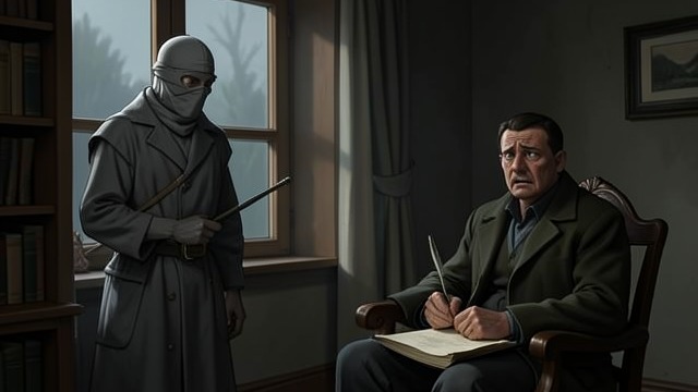 The Gray Visitor from "Amadeus". The Gray Visitor A disturbing commission A gray-clad messenger visits Mozart and orders him to write a Requiem.