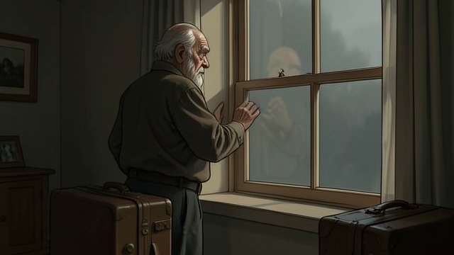 The Widowed Couple from "Aniara". The Widowed Couple Landing imagined An elderly couple repeatedly waits at a window with their belongings, as though the ship might still land in a promised…