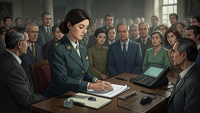 Evacuation Registration from "Aniara". Evacuation Registration A world departing Refugees register for transport from a planet made dangerous by radiation.