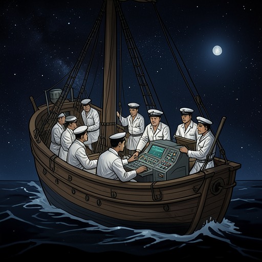 Cosmic Chance and Human Choice from "Aniara". This flow traces the tension between physical laws that determine the ship’s motion and moral choices that shape its passengers’ conduct.