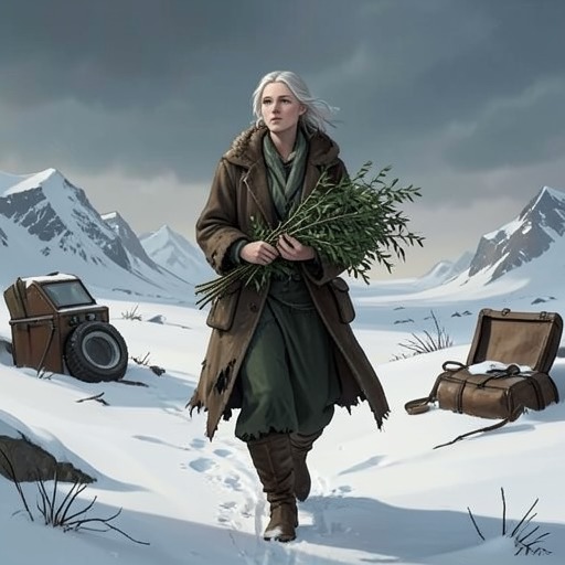 Nobia’s Kindness on the Tundra from "Aniara". This flow traces Nobia’s movement from radiation-injured refugee to a figure who finds beauty and performs practical acts of care in a brutal world.