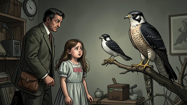 A Lesson by the Fence from "H is for Hawk". Staying Still A Child’s Impatience Helen fidgets while waiting with her father to see a sparrowhawk.