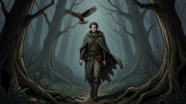 Merlin in the Forest from "H is for Hawk". A Feral Mourner Grief Becomes Madness Geoffrey’s Merlin withdraws into the woods after a devastating battle and forgets his human community.
