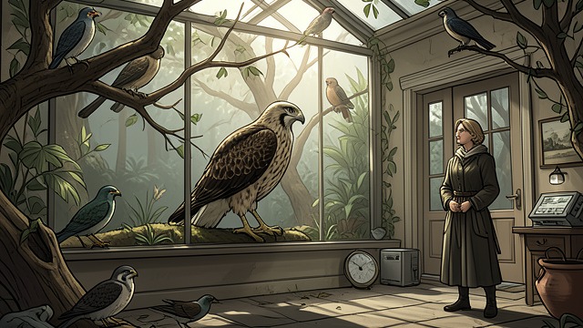 Preparing the Aviary from "H is for Hawk". Making Room for Change A Hawk at Home Mabel is fed generously in preparation for moulting and remains playful and calm with Helen.