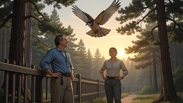 A Shared Search from "H is for Hawk". Looking for Hawks Learning to Watch Helen goes birdwatching with her father, often waiting beside a fence for a sparrowhawk to appear among the pines.