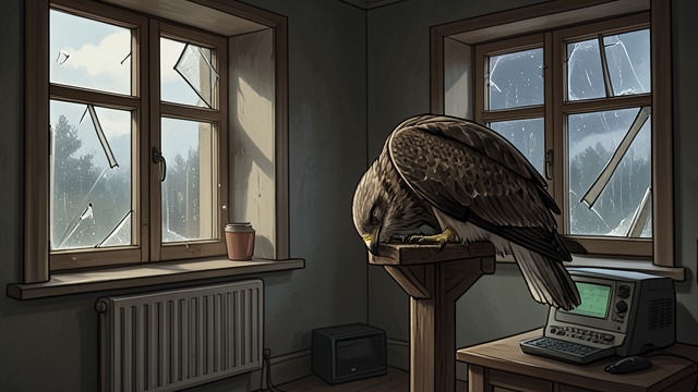 A World That Does Not End from "H is for Hawk". The Hawk’s Composure A Tremor Felt The earthquake moves the human house and wakes Mabel briefly.