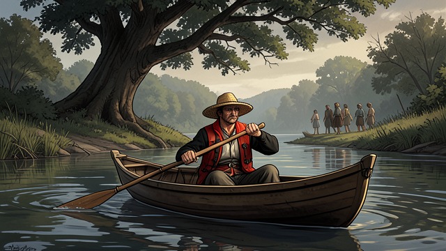 The Guide to El Dorado from "Candide". The Guide to El Dorado Finding a route With their horses dead and provisions exhausted, Cacambo proposes using a canoe to follow the river.