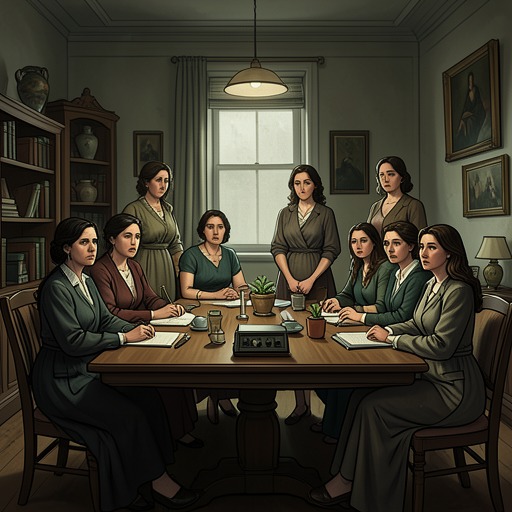 The Gathering of Women from "She Said". This flow traces a group interview that brought women from different stories together to consider what speaking out changed and what it could not resolve.