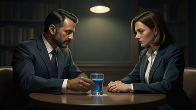 The Glass Returns from "Presumed Innocent". The Glass Returns A concealed exhibit Dan Lipranzer brings Rusty the glass, still marked with blue fingerprint powder.