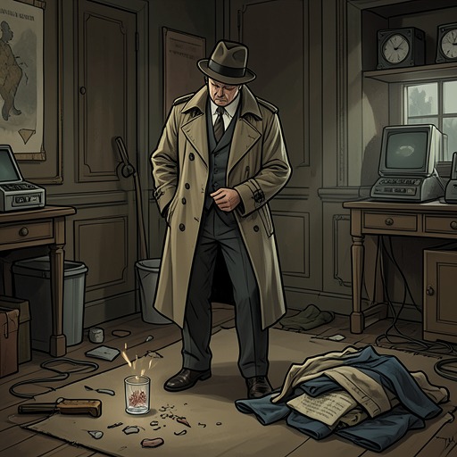 The Murder Investigation from "Presumed Innocent". This flow follows the investigation from a baffling crime scene through compromised evidence to a private explanation that never becomes an official solution.