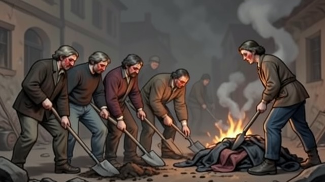 The Destroyed Evidence from "The Most Precious of Cargoes". The Destroyed Evidence A rushed concealment As the war turns, prisoners are forced to dig trenches and burn piles of corpses.