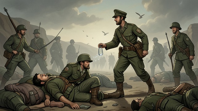 Liberation and Remorse from "The Most Precious of Cargoes". Liberation and Remorse Rescue from the dead A soldier among the Reds finds Zacharie Grumberg alive among bodies and gives him water and food.