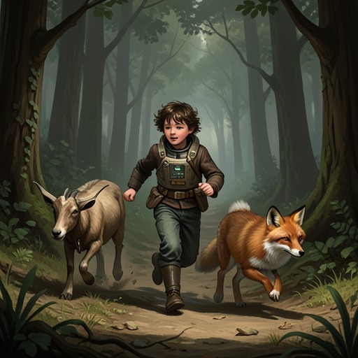 The Girl and Her Animal Companions from "The Most Precious of Cargoes". This flow follows the role of goats and foxes in the child’s nourishment, companionship, and escape from danger.