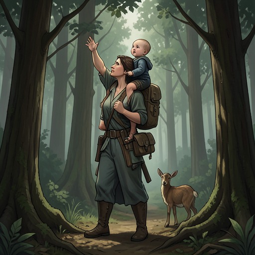 The Baby’s Passage from Train to Forest from "The Most Precious of Cargoes". This flow traces how a baby cast from a deportation train is received, protected, and raised as the daughter of a childless couple.