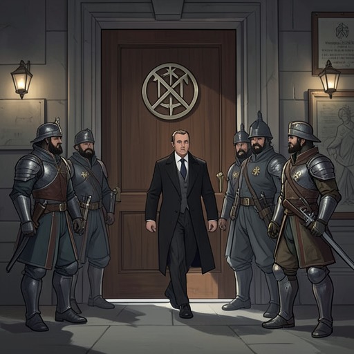 Bren Enters the Guild from "Peacemaker". Bren accepts a dangerous role as the lawful representative who can open the Guild’s doors to a returning opposition without beginning an indiscriminate assault.