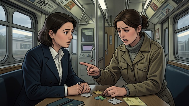 A Child Who Does Not Speak from "Gente que viene y ¡Bah!". Silence without explanation Observing the girl Bea notices Diego helping a young girl with a puzzle on the train.