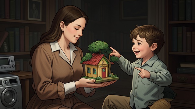 A Treehouse as an Invitation from "Gente que viene y ¡Bah!". A desired place The model captures her attention Diana sees Bea’s miniature treehouse and becomes visibly excited.