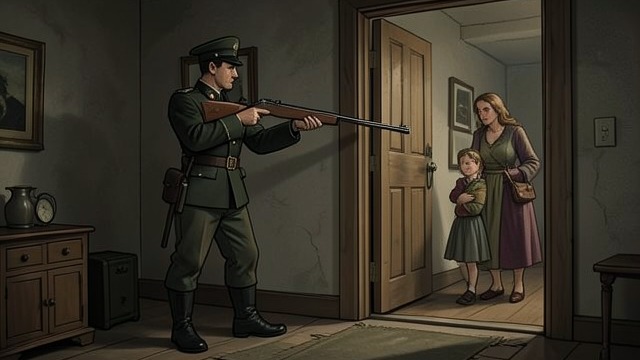 The First Shot from "Heart of the Hunter". The First Shot A Target in the Scope Thobela waits with an SVD sniper rifle for a man to emerge from a doorway.