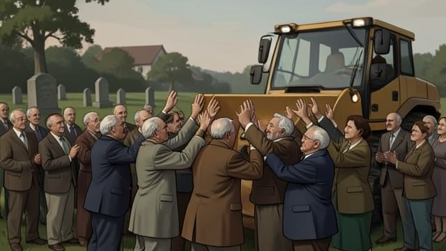 Residents Defend Their Place from "The Thursday Murder Club". Residents Defend Their Place Memory becomes collective Residents gather to prevent machinery from entering the cemetery.