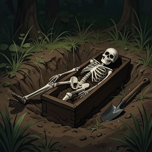 The Hidden Man in the Grave from "The Thursday Murder Club". This flow traces the discovery of an unexplained burial through its eventual identification as Matheson, killed by John decades earlier.