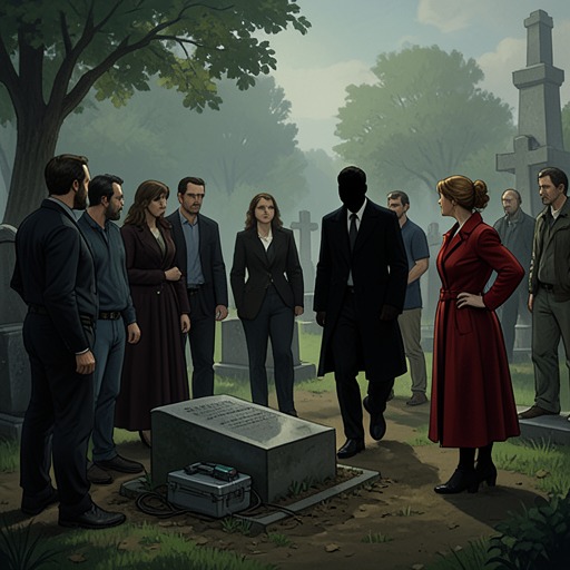 The Murder of Ian Ventham from "The Thursday Murder Club". This flow follows the second killing from the cemetery protest to the revelation that John Gray killed Ian Ventham to protect Penny.