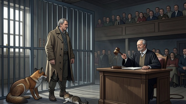 The Prisoner Released from "Pinocchio". A Wrongful Sentence A Complaint Ignored Pinocchio reports that the Fox and the Cat stole his money, but the judge orders that the victim be jailed.
