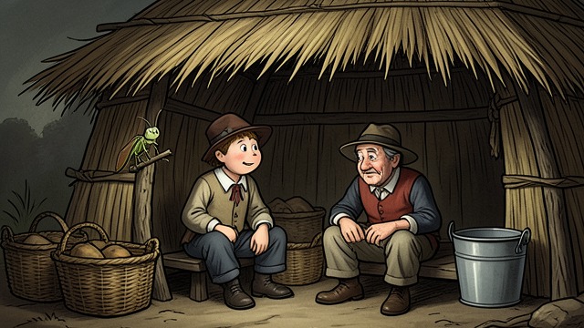 The Hut and the Work from "Pinocchio". A New Household Shelter from an Old Counselor Pinocchio and Geppetto find refuge in the Talking Cricket’s straw hut.