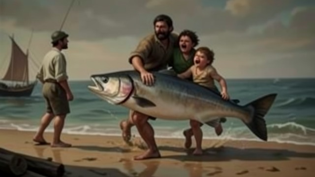 The Escape Repaid from "Pinocchio". The Tuna Returns A Second Escape After Pinocchio and Geppetto reach open water, they begin to tire and risk drowning.