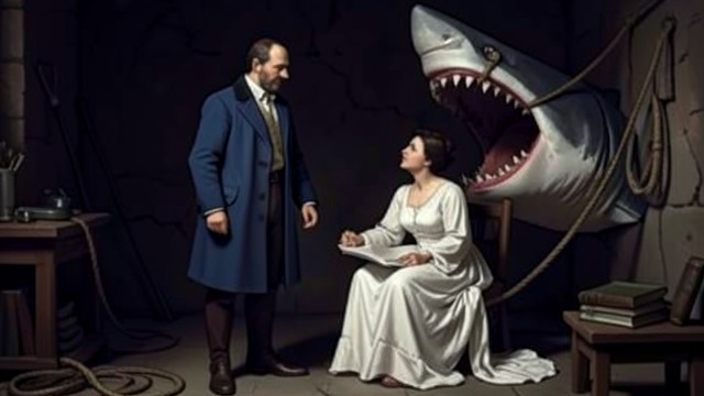 The Reunion in Captivity from "Pinocchio". Father and Son Found Geppetto’s Refuge Pinocchio follows a distant light and discovers Geppetto living inside the Great Shark.
