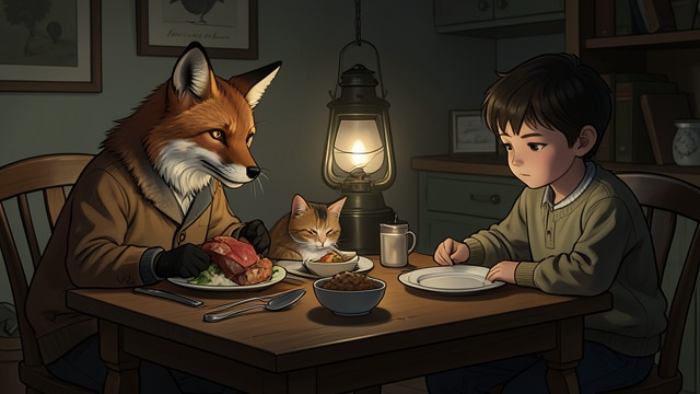 The Inn’s False Reassurance from "Pinocchio". Companions Disappear A Shared Supper At the inn, the Fox and the Cat eat extravagantly while Pinocchio barely touches his food, already imagining the future…